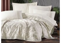 Постельное белье Washed Cotton Saheser - Freya Krem с покрывалом пике (Turkey), евро